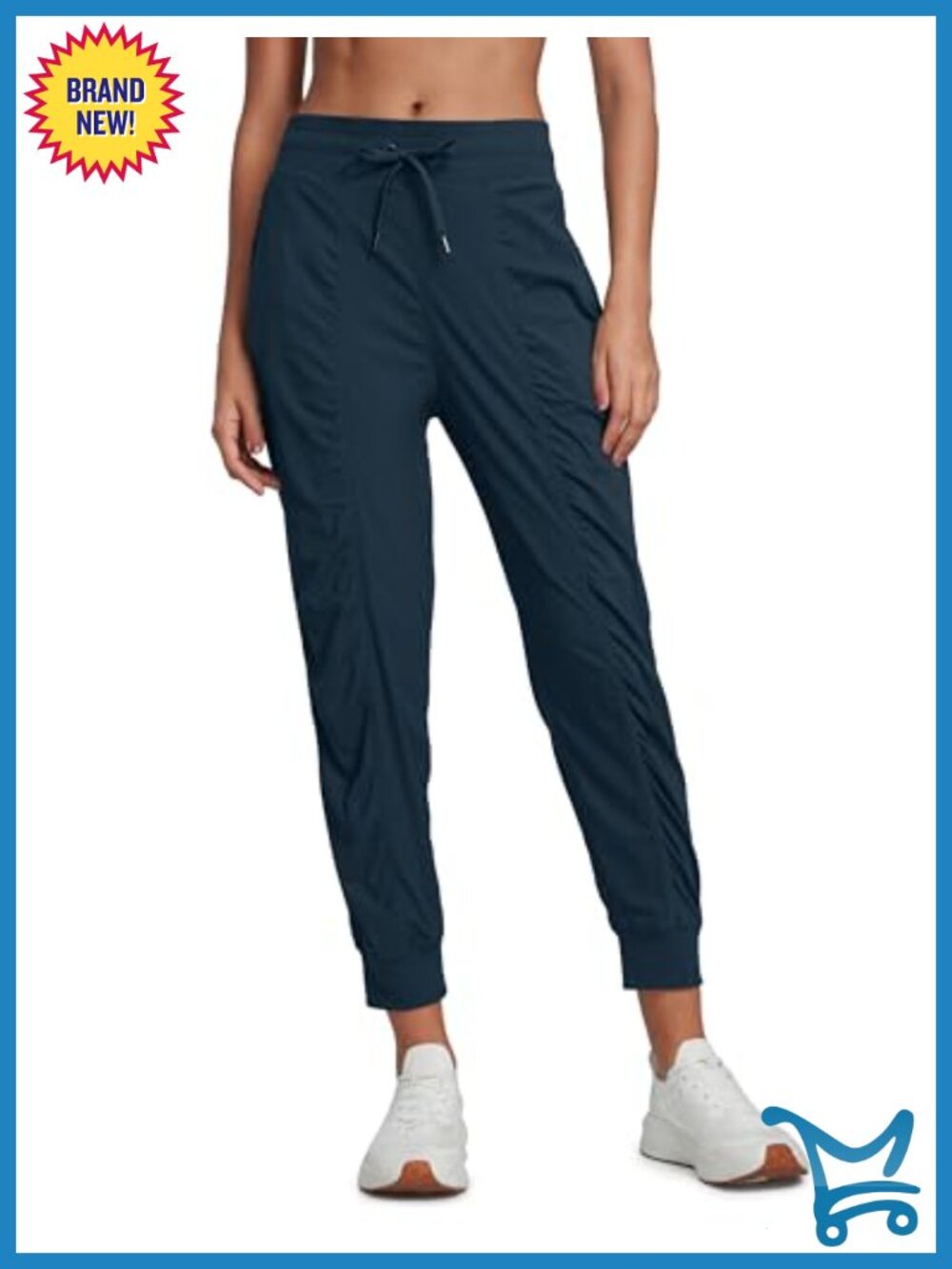 Lightweight Ruched Joggers Pants 26" High Rise with Pockets